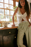 Free People Dont Wait Up Lounge Pant Celadon Green