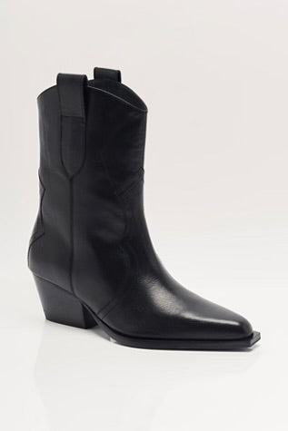 Free People Cat Nap Cowboy Boot Black Leather