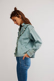 Free People Tattered and Ruffled Top Vintage Tint Wash