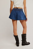 Free People Paradise Found Denim Skort Mid Indigo