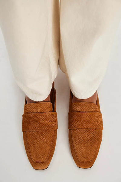 Free People At Ease Embossed Loafer Tan Suede