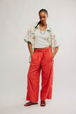 Free People Days End Linen Pull on Poppy Red