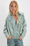 Free People Tattered and Ruffled Top Vintage Tint Wash
