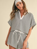 White Knitted Striped Shorts