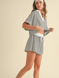 White Knitted Striped Shorts