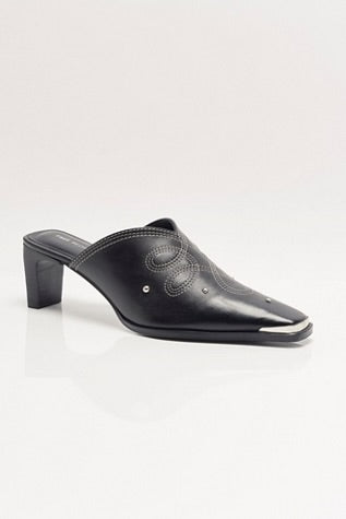 Free People Roxi Metal Tip Mule Black Leather