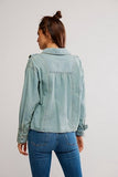 Free People Tattered and Ruffled Top Vintage Tint Wash