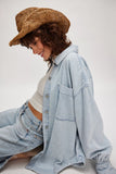 Free People Ashley Denim Shirt Classic Blue Wash