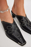 Free People Roxi Metal Tip Mule Black Leather
