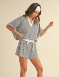 White Knitted Striped Shorts