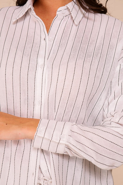 Ivory/Black Striped Button Down Shirt