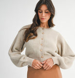 Taupe Knit Gold Button Cardigan