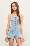 Button Closer Denim Romper