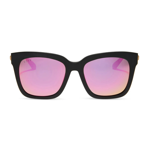 DIFF Bella Matte Black Pink Mirror Polarized