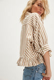 Free People Bailey Stripe Shirt Neutral Combo