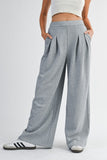 Grey Front Pleated Pants