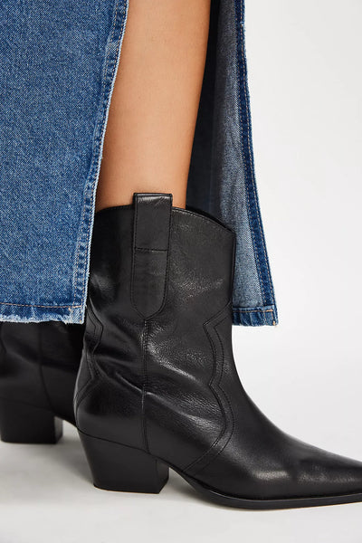 Free People Cat Nap Cowboy Boot Black Leather