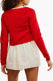 Free People Sydney Shrunken Cardi Atlas Red