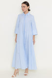 Blue Loose Fit Striped Maxi Shirt Dress