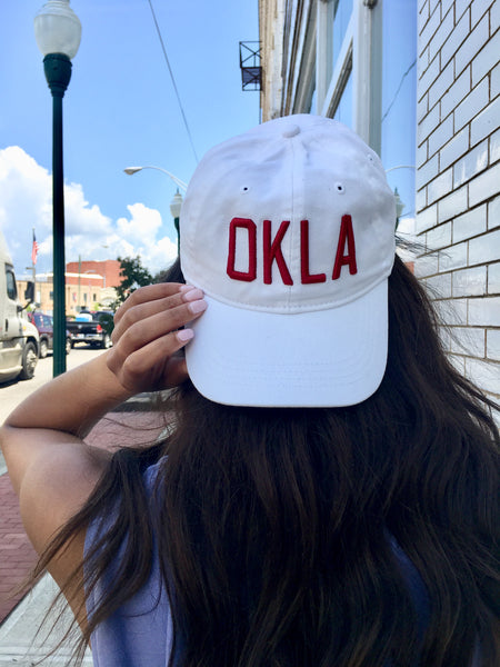 OKLA -- White/Crimson Ball Cap