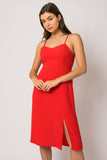 Tomato Back Tie Midi Dress