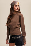 Mocha Zipper Slit Fitted Knit Sweater