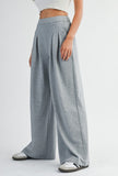 Grey Front Pleated Pants