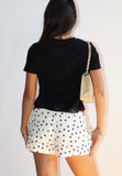 Black Lace Trim Short Sleeve Top