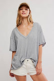 Free People Nina Tee V-Neck Heather Grey