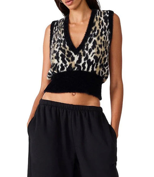 Steve Madden Mila Sweater Vest Leopard