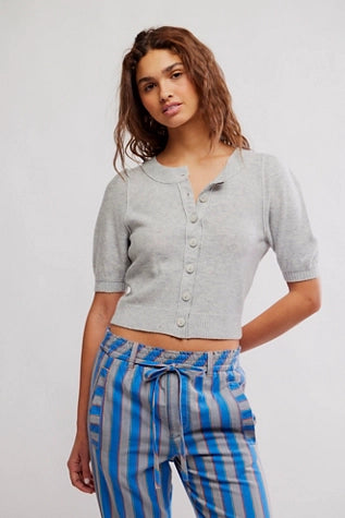 Free People Isla Solid Cardigan Mineral Grey