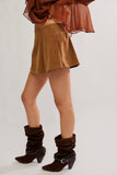 Free People Paradise Found Suede Skort Caramel Cafe