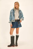 Free People Paradise Found Denim Skort Mid Indigo