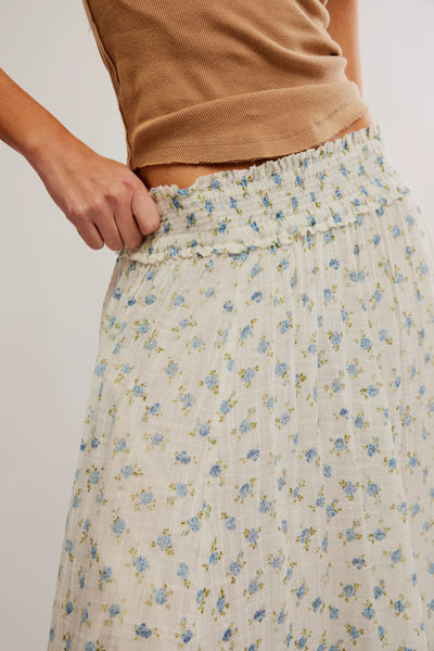 Free People Brynn Printed Maxi Skirt Ivory Combo Ditsy