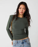 Steve Madden Seline Knit Top Dark Olive