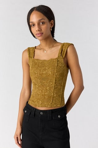 Free People Pretty Little Secrets Corset Olive Tapenade