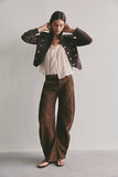 Free People Spotlight Vegan Trouser Chocolate Brown
