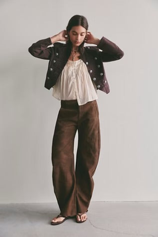 Free People Spotlight Vegan Trouser Chocolate Brown