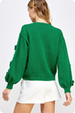 Green Flower Arm Knitted Sweater