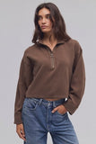 Free People Celeste Quarter Zip Teak