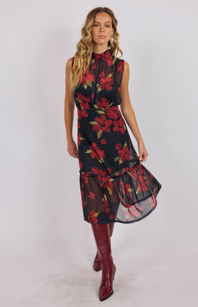 Red Multi Mesh Dress