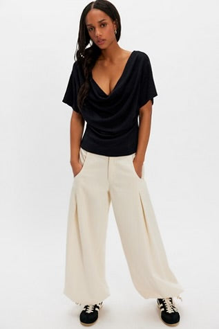 Free People Waterfall Cowl Top Black