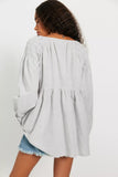 Free People Alana Linen Tunic Blue & White Combo