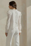 Off White Cotton Eyelet LS Top