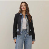 Black Denim Trim Jacket