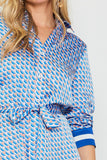 Blue Bandana Print Shirt Dress