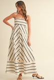 Cream Striped Maxi Dress