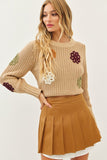 Camel Pleated Skirt Layered Shirt