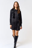 Black Satin Shirt Dress