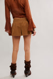 Free People Paradise Found Suede Skort Caramel Cafe